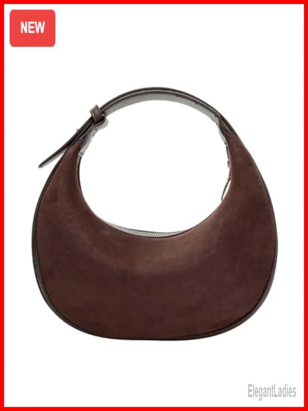 Vintage Suede Crossbody Hobo Bag with Adjustable Strap